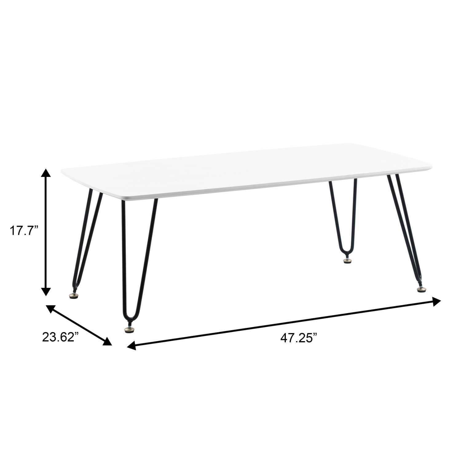 Elmwood Rectangular White MDF Wood Coffee Table - image-1