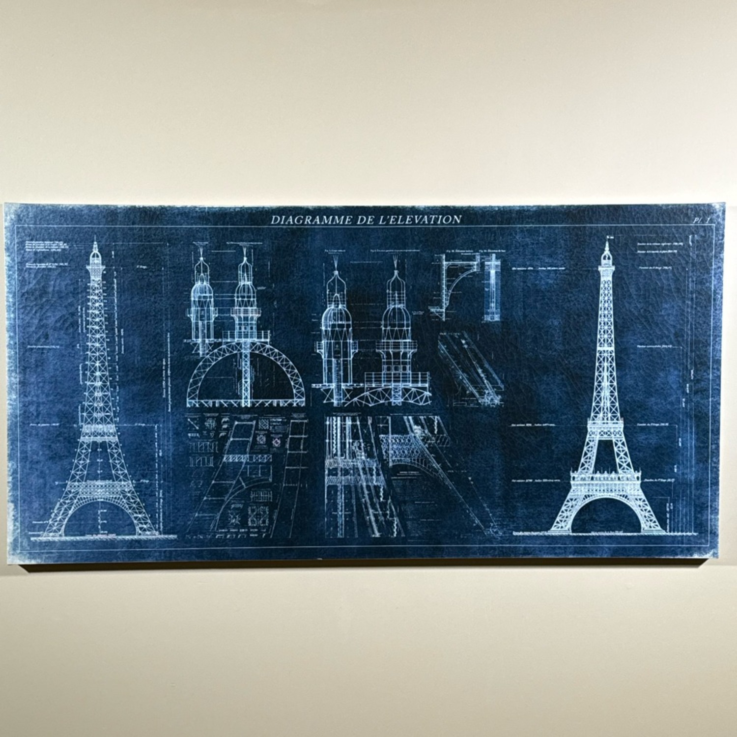 Eiffel Tower Diagram Gilcee Wall Art - image-1