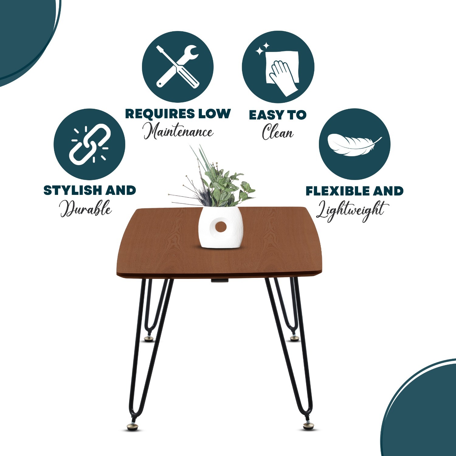 Elmwood Rectangular Walnut MDF Wood Coffee Table - image-4