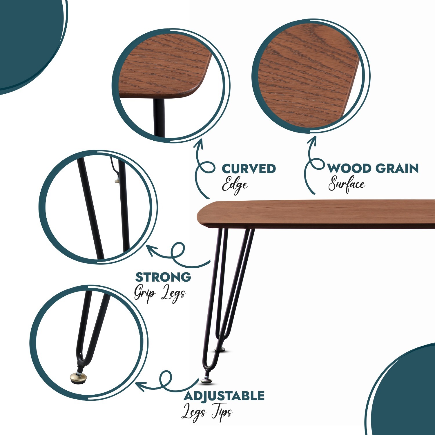 Elmwood Rectangular Walnut MDF Wood Coffee Table - image-3