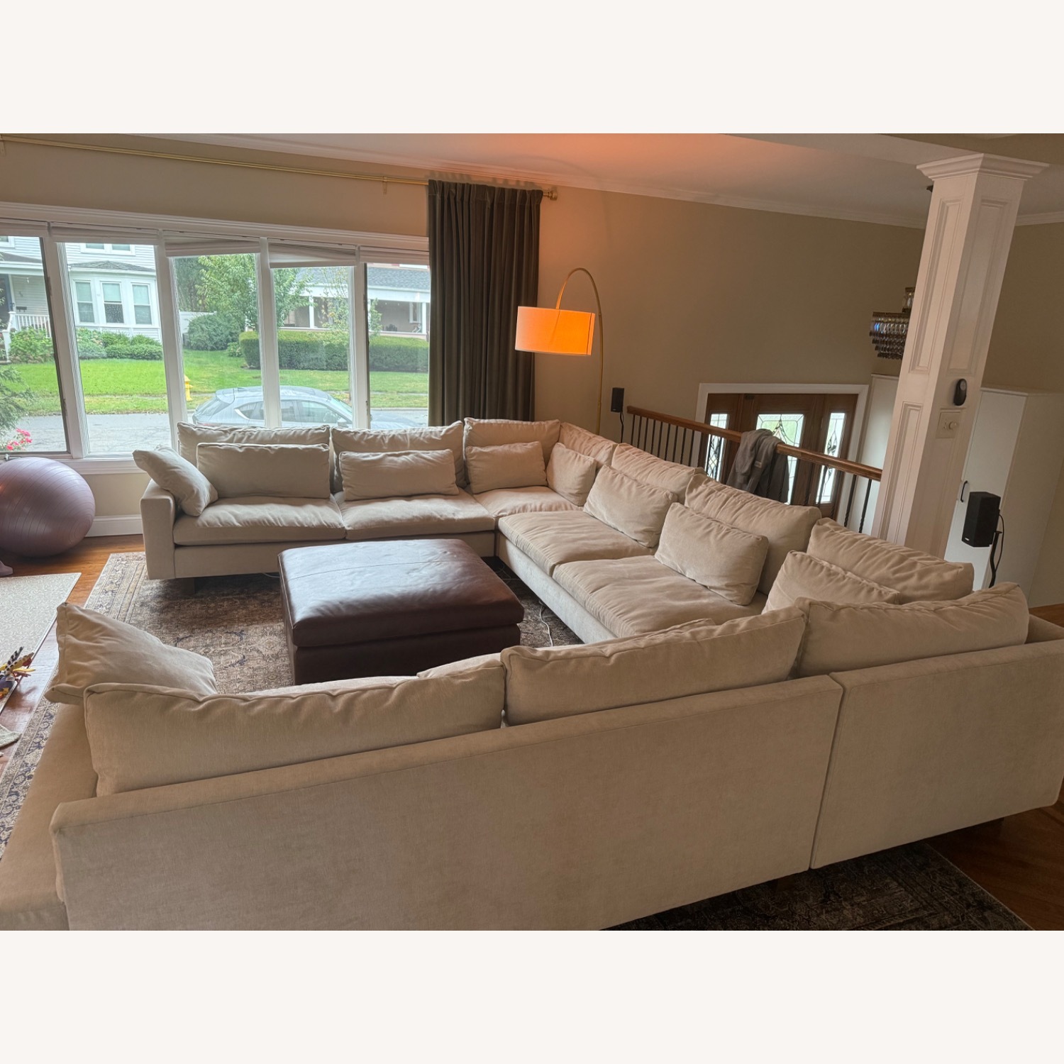 West Elm Distressed Velvet Sand Sectional Sofa - image-4