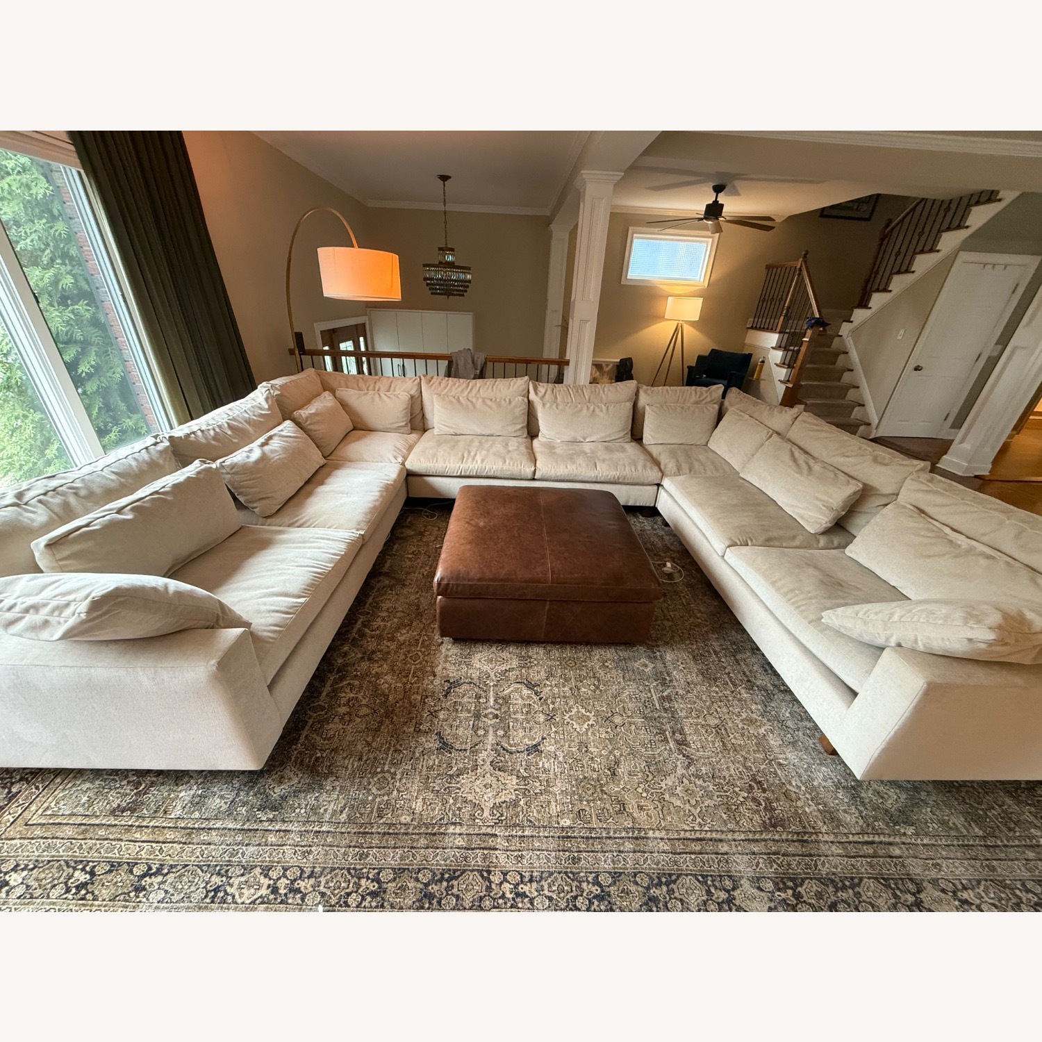 West Elm Distressed Velvet Sand Sectional Sofa - image-2