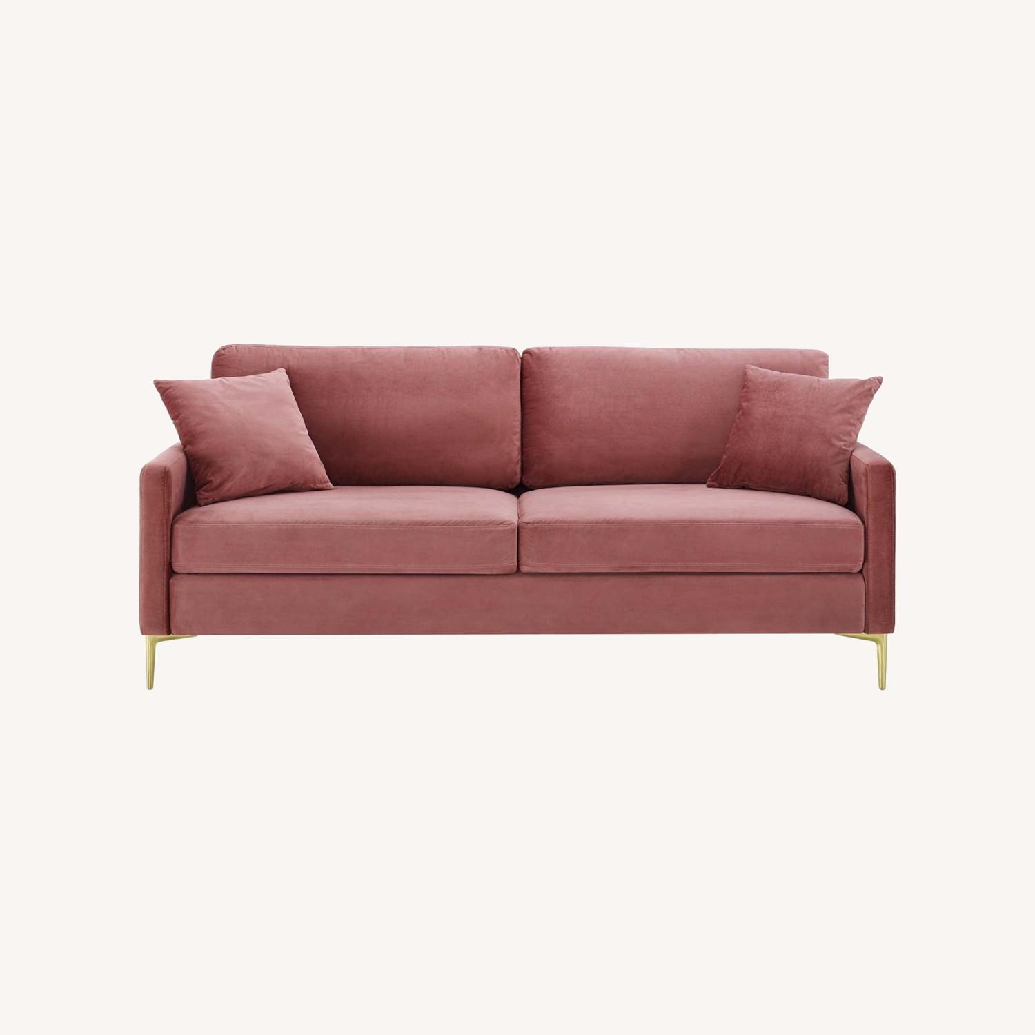 Sofa In Dusty Rose Performance Velvet Upholstery - image-0