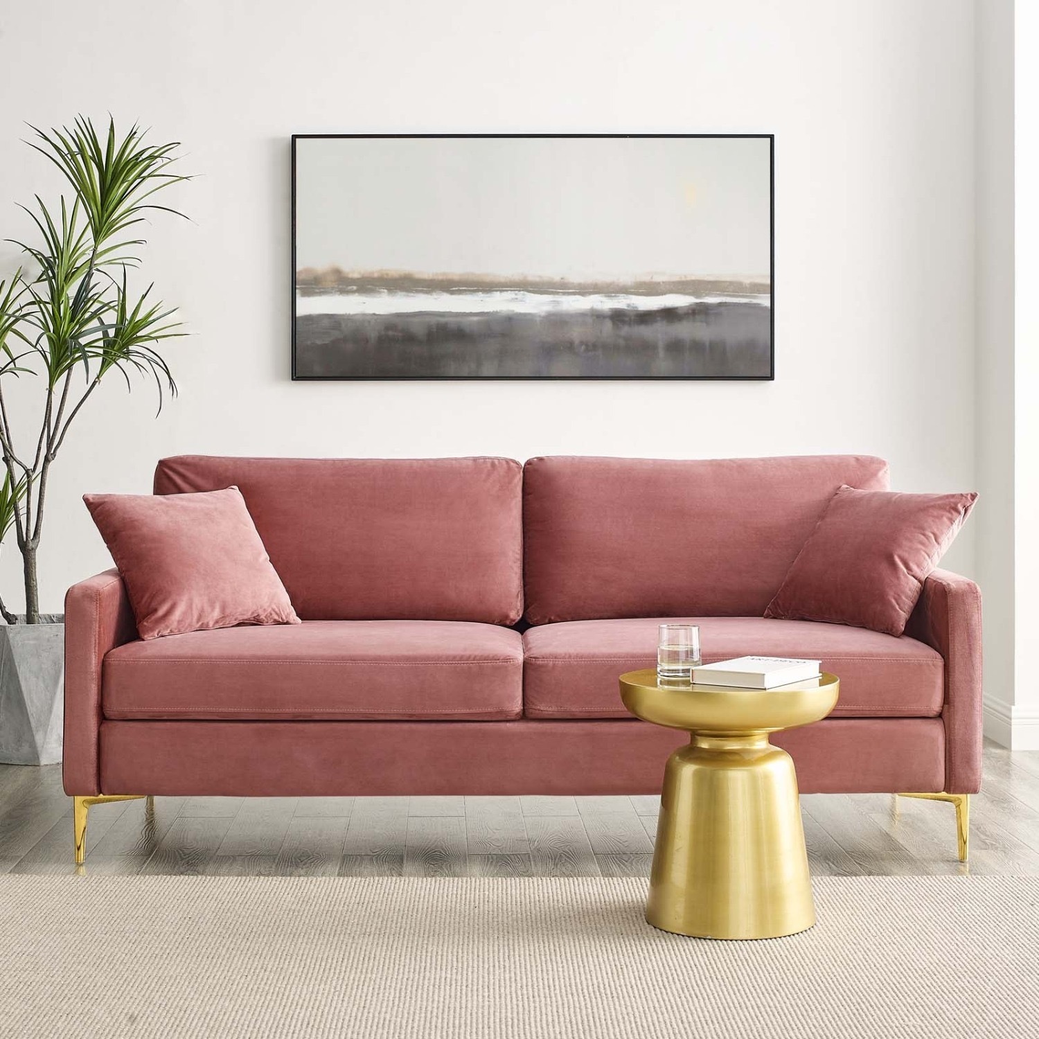 Sofa In Dusty Rose Performance Velvet Upholstery - image-10
