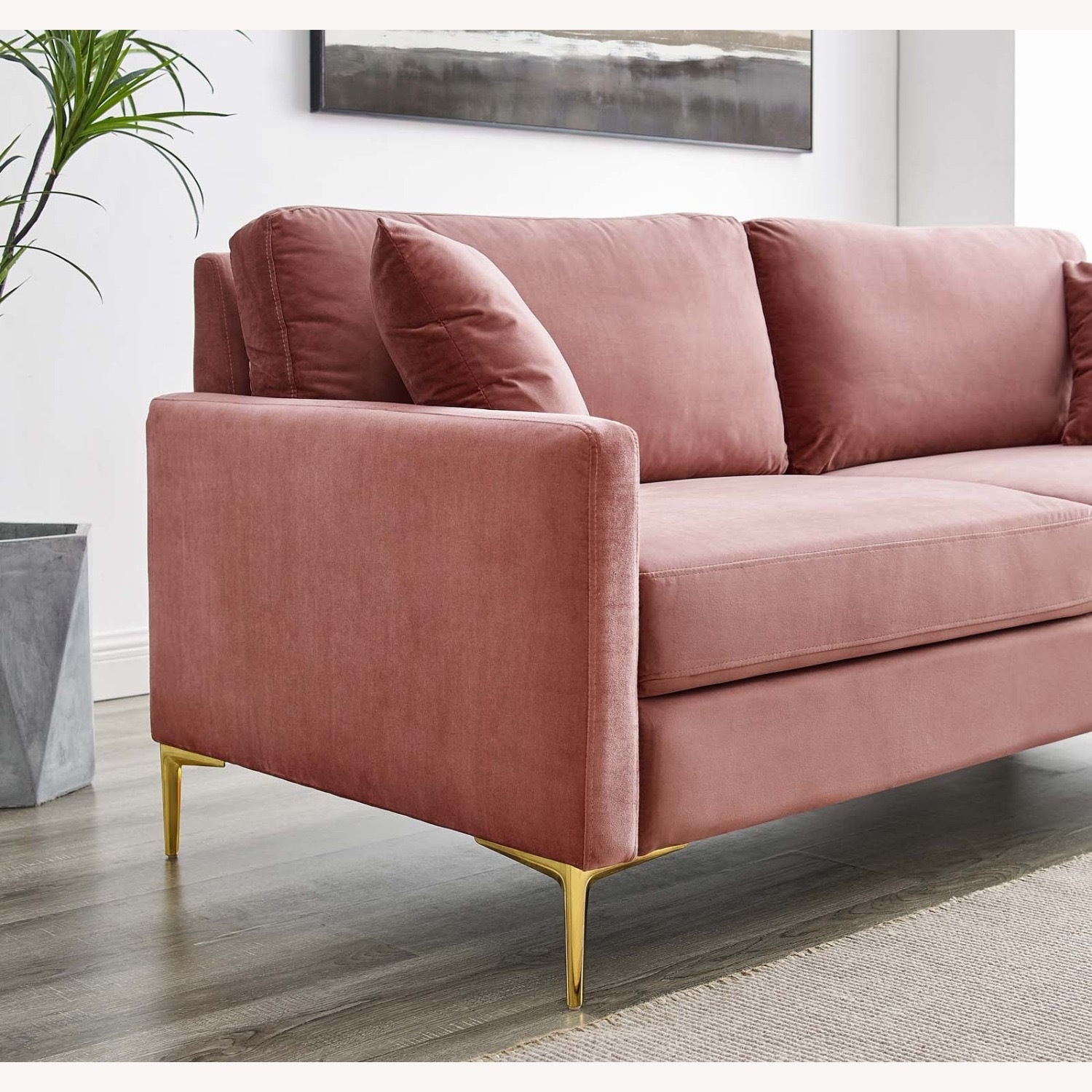 Sofa In Dusty Rose Performance Velvet Upholstery - image-9