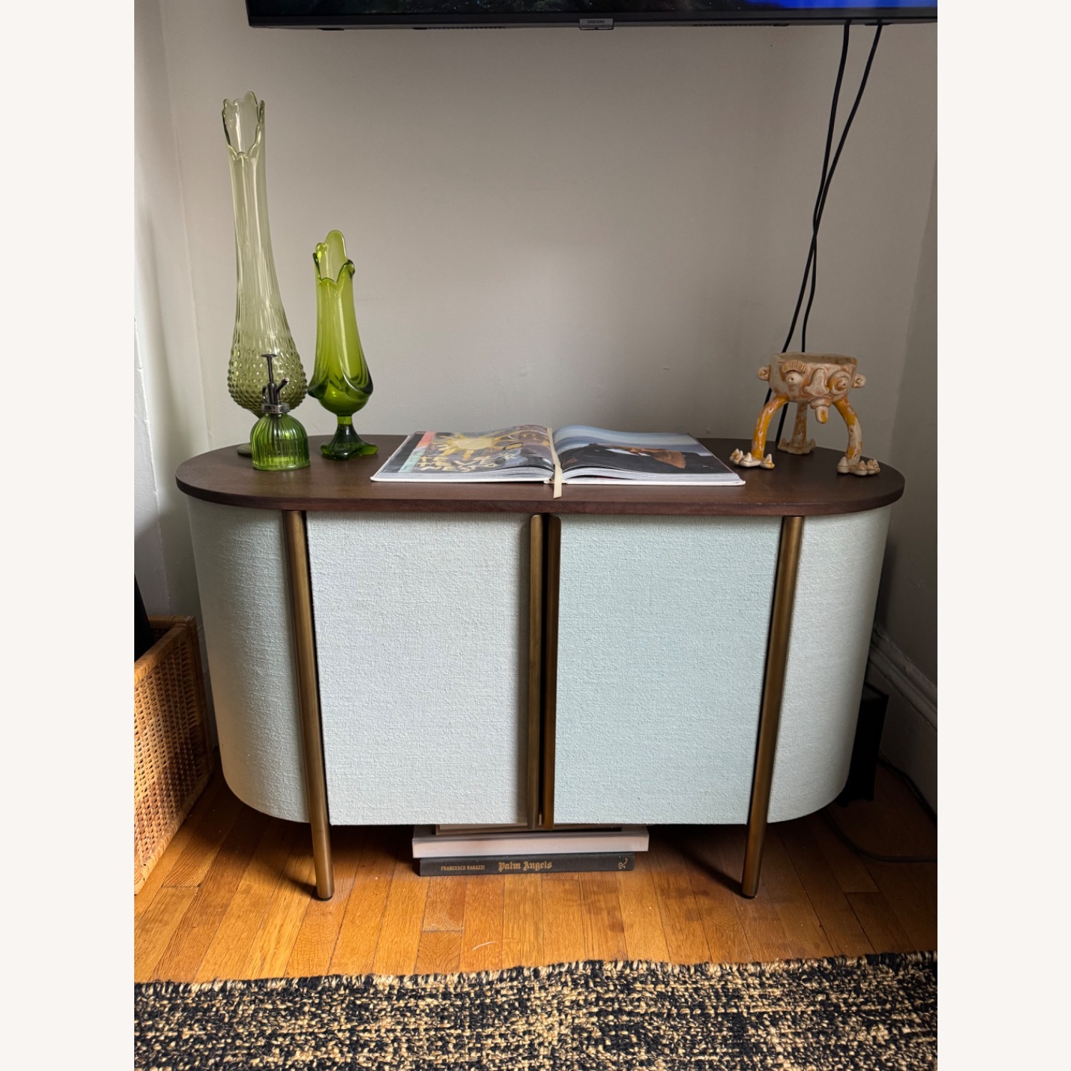 Crate & Barrel Avedore Sage Green 42" Media Console - image-1