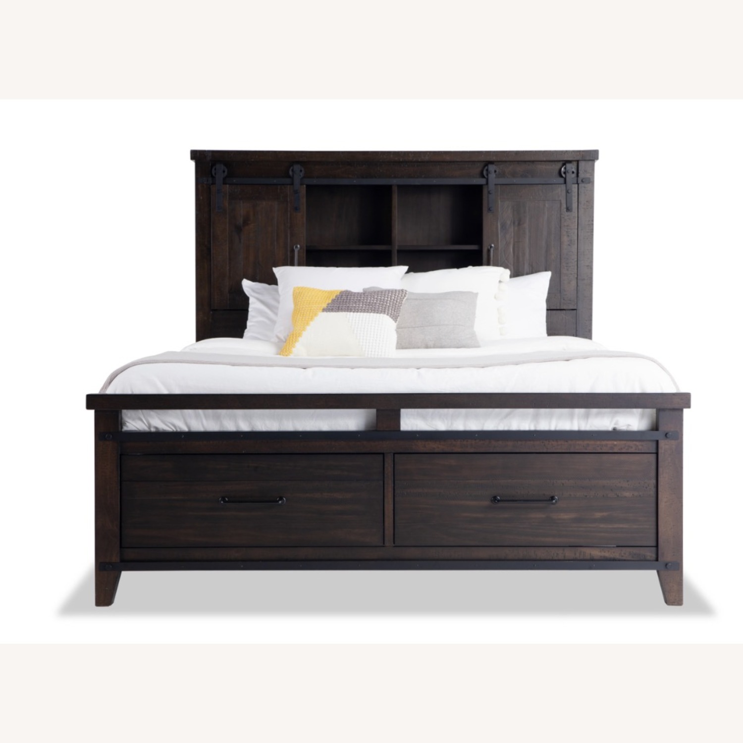 Montana Queen Brown Bookcase Storage Bed - image-2