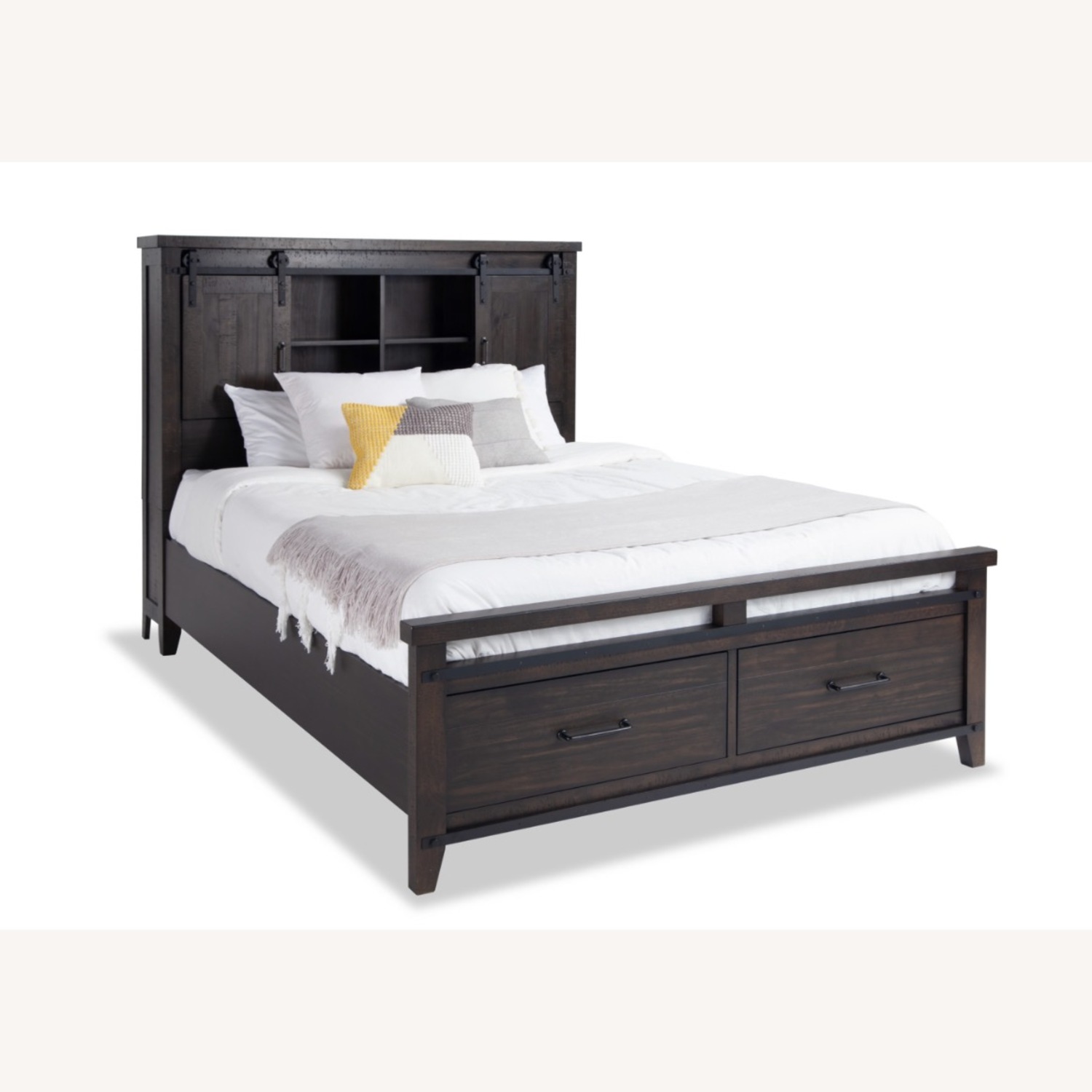 Montana Queen Brown Bookcase Storage Bed - image-1