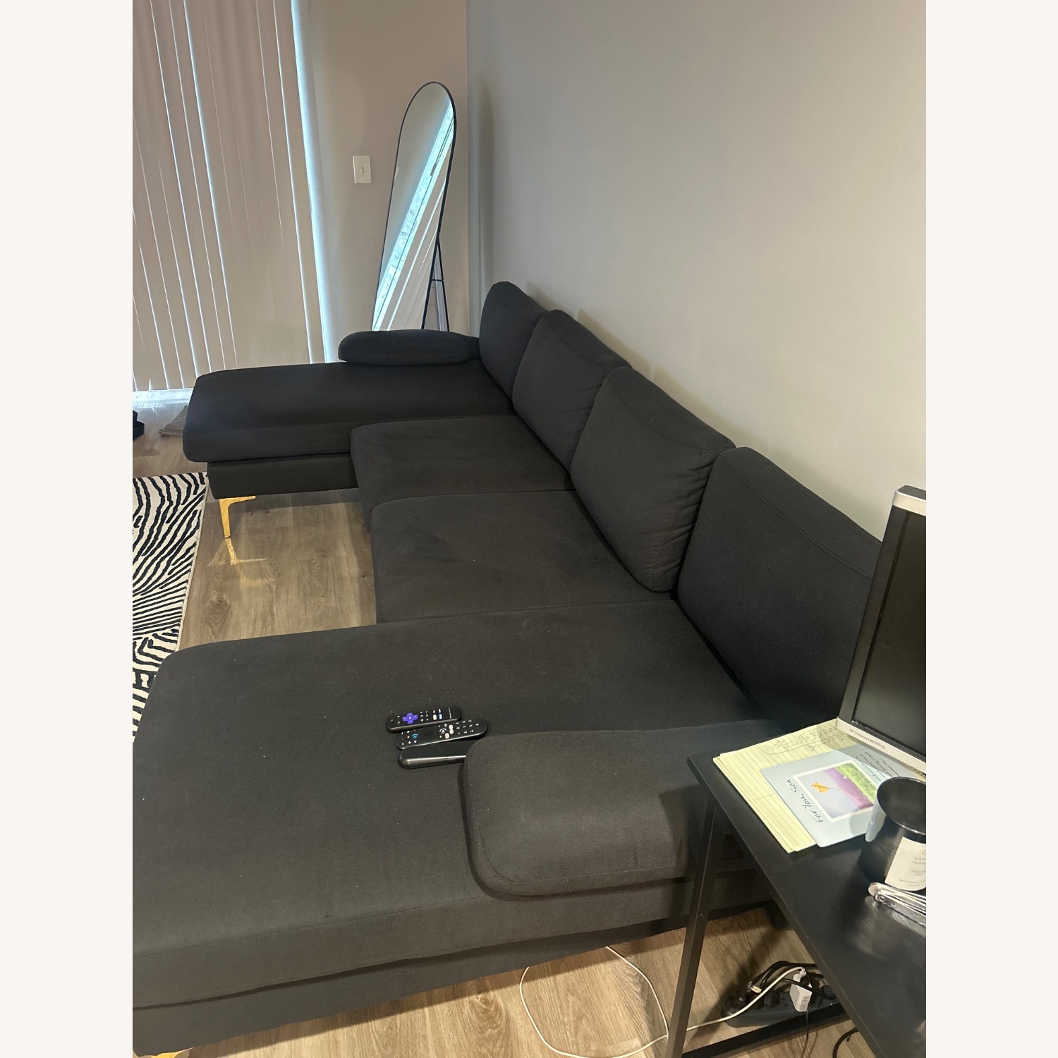 Black U Shaped Sectional 110" - image-3