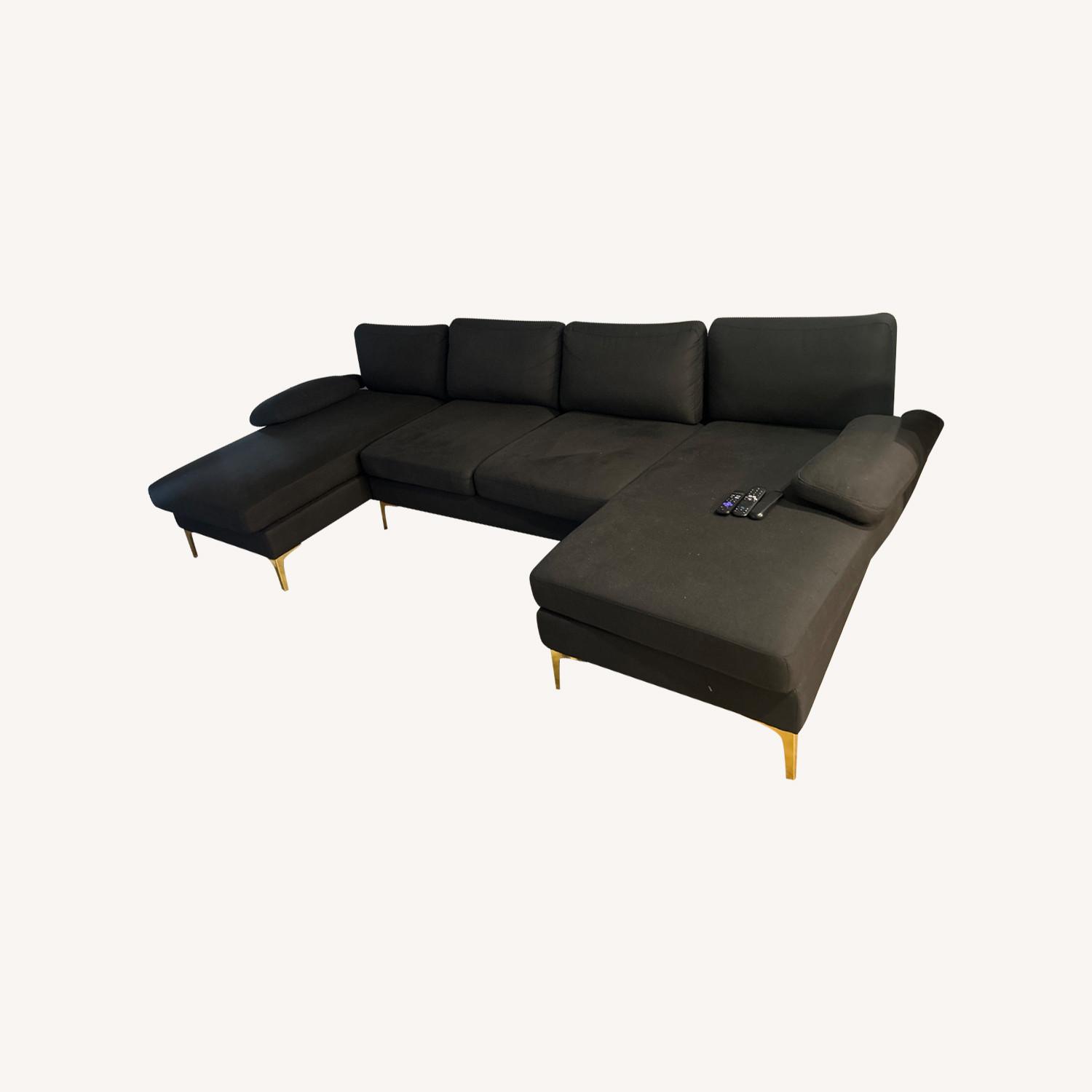 Black U Shaped Sectional 110" - image-0