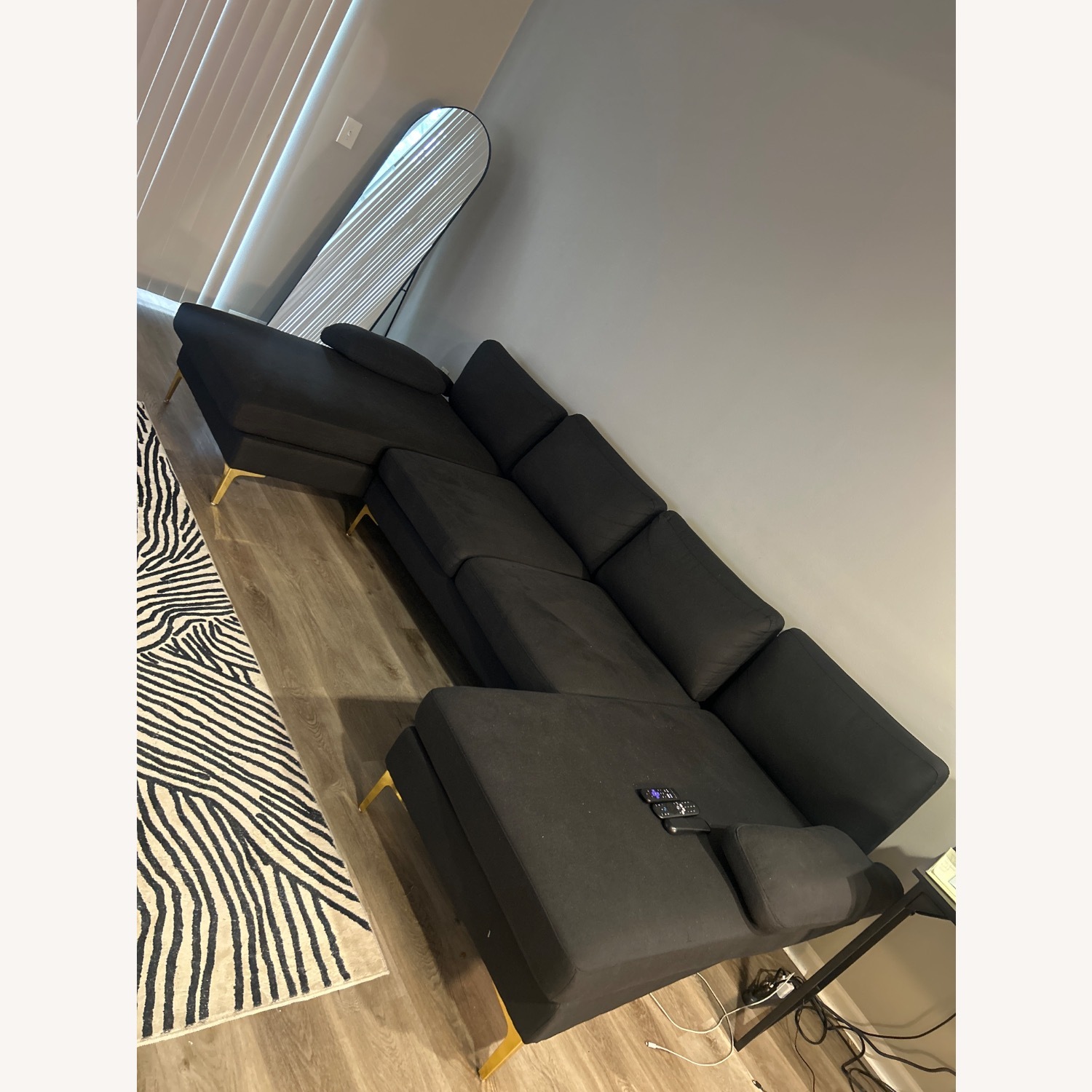 Black U Shaped Sectional 110" - image-1