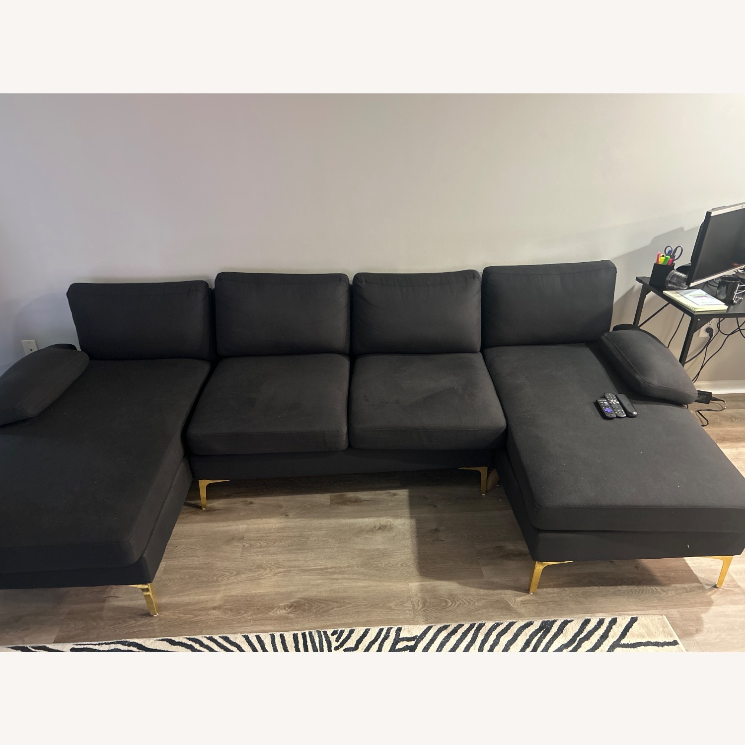 Black U Shaped Sectional 110" - image-2