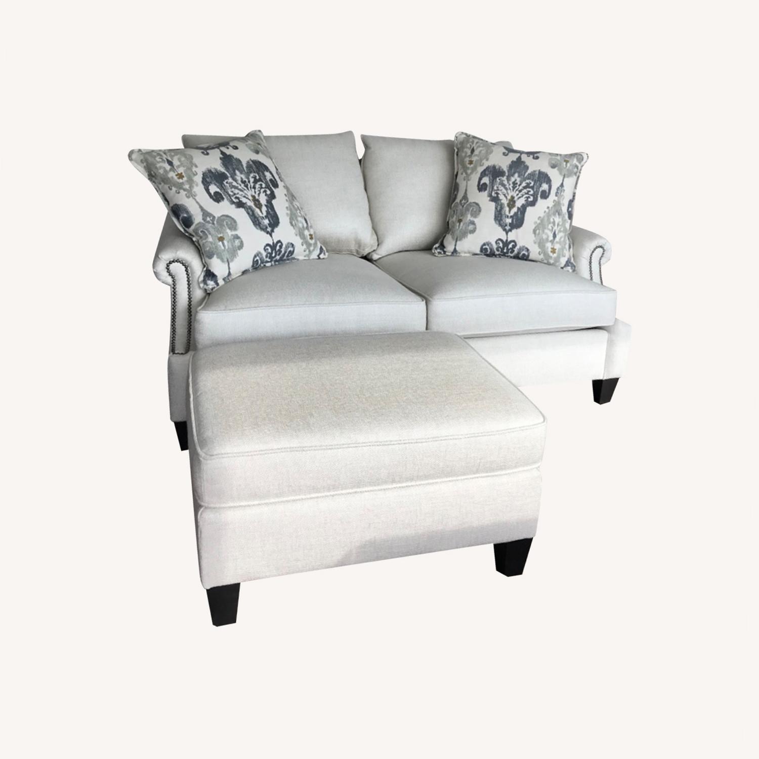 Bernhardt Loveseat with Pillows and Ottoman - image-0