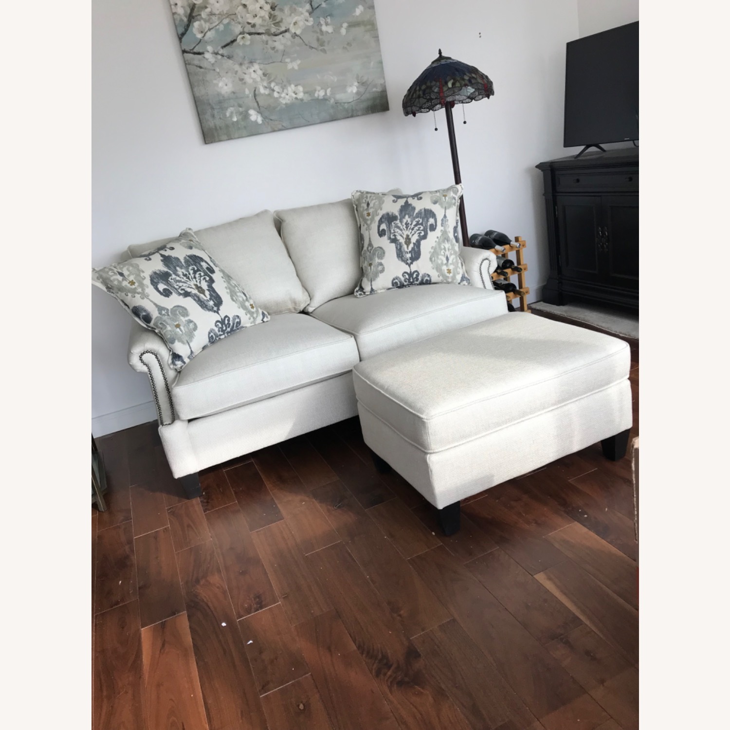 Bernhardt Loveseat with Pillows and Ottoman - image-3