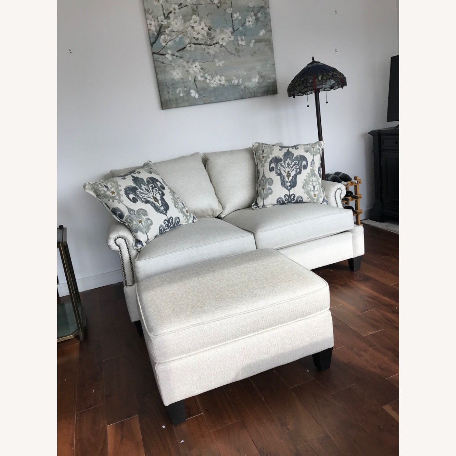 Bernhardt Loveseat with Pillows and Ottoman - image-1