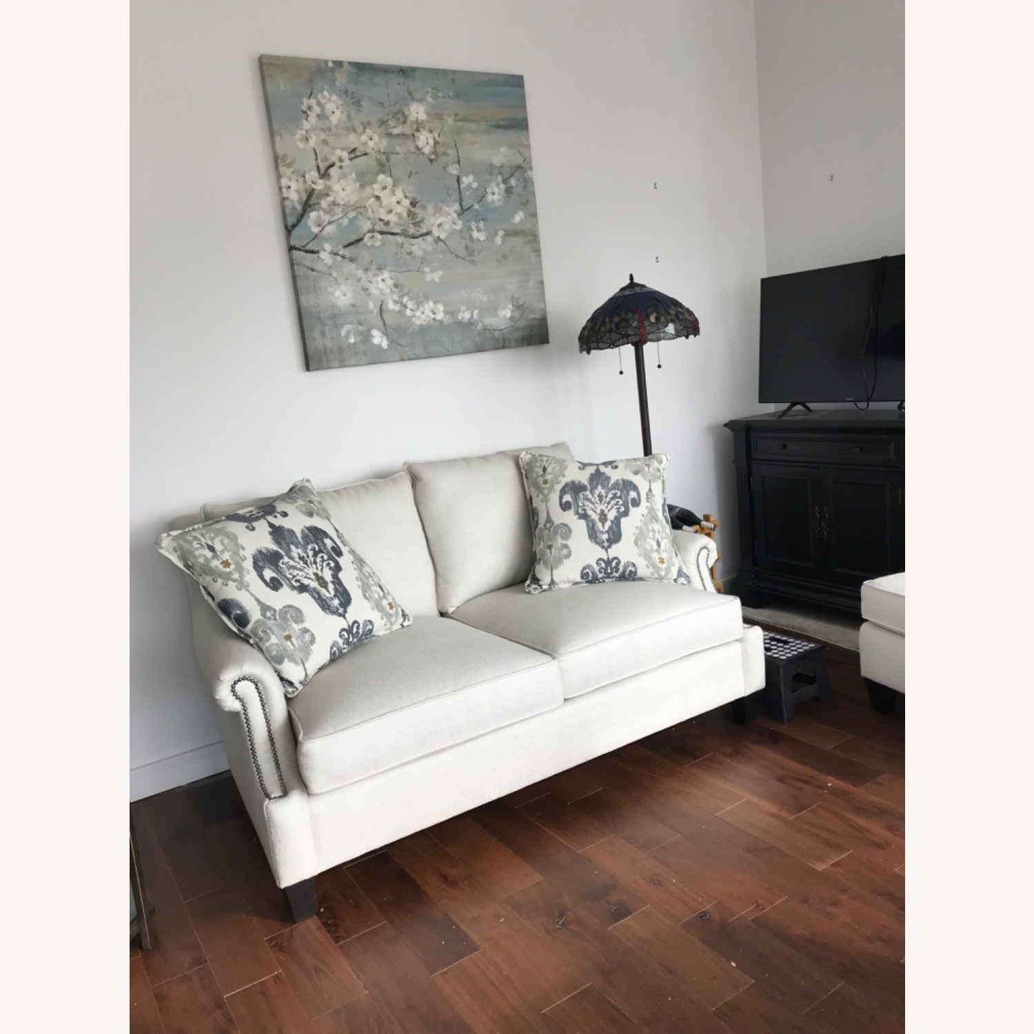 Bernhardt Loveseat with Pillows and Ottoman - image-2