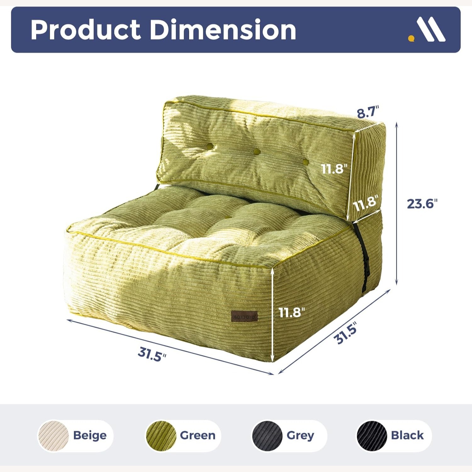 Comfortable Leafy Green Bean Bag Sofa - image-2