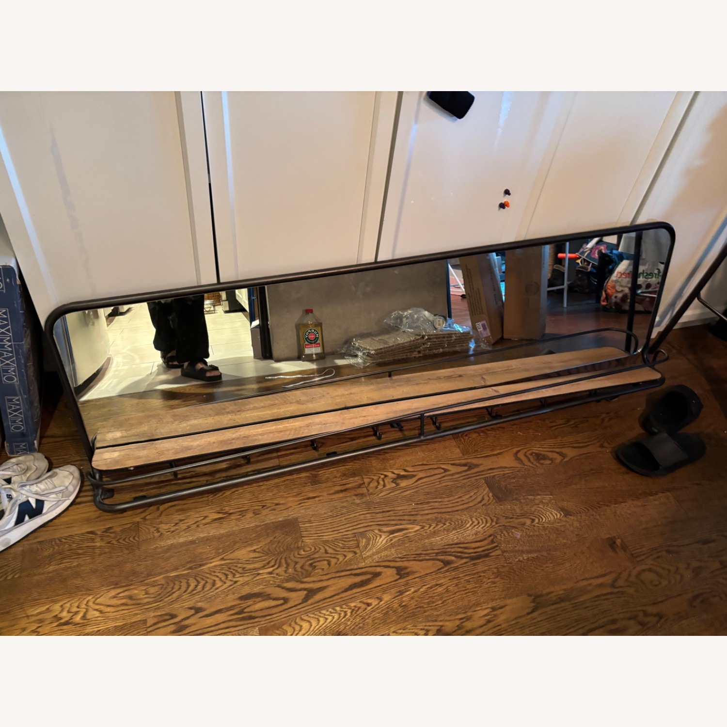 West Elm Entryway Mirror + Hooks - image-1