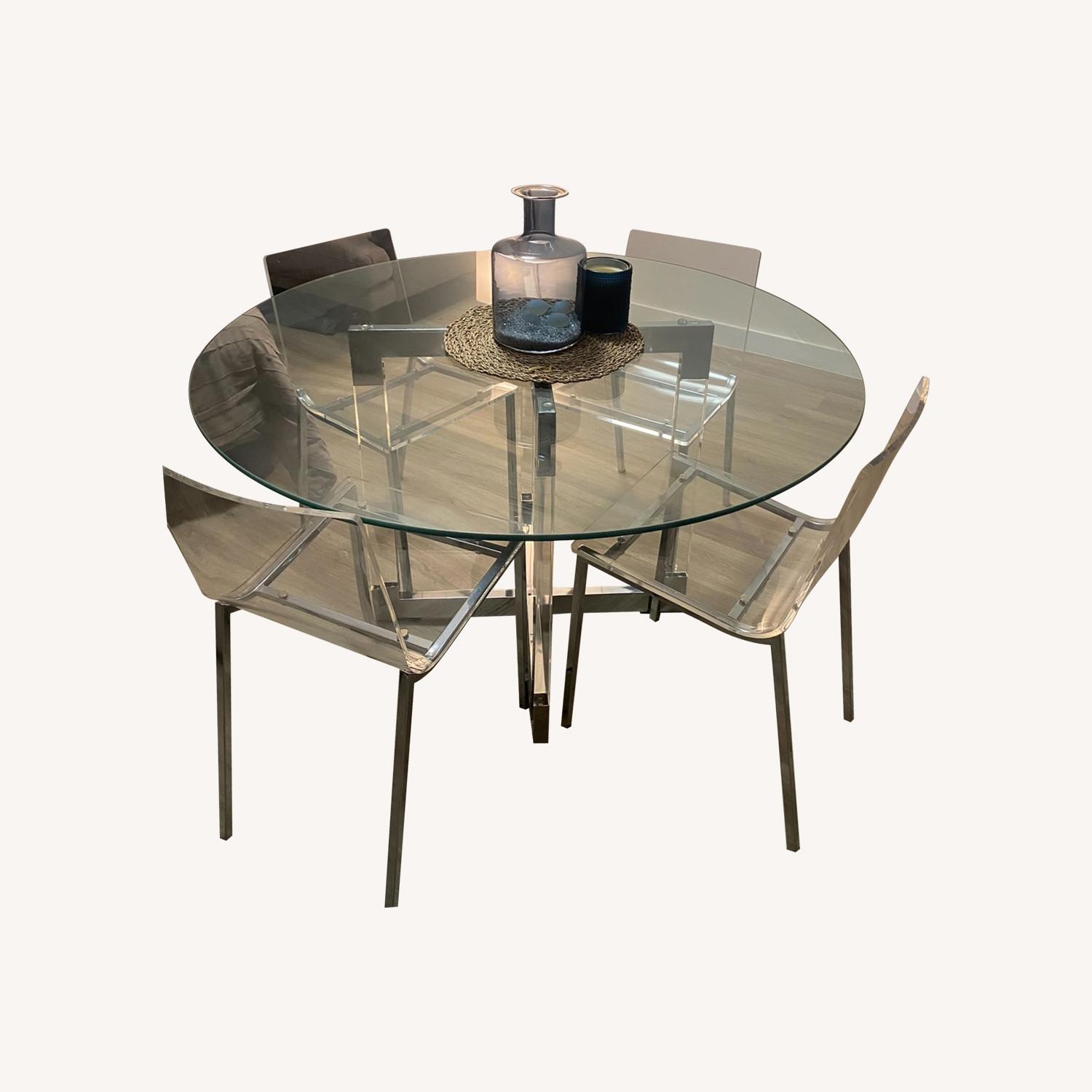 Glass Round Table & Chairs Kitchen Set - image-0
