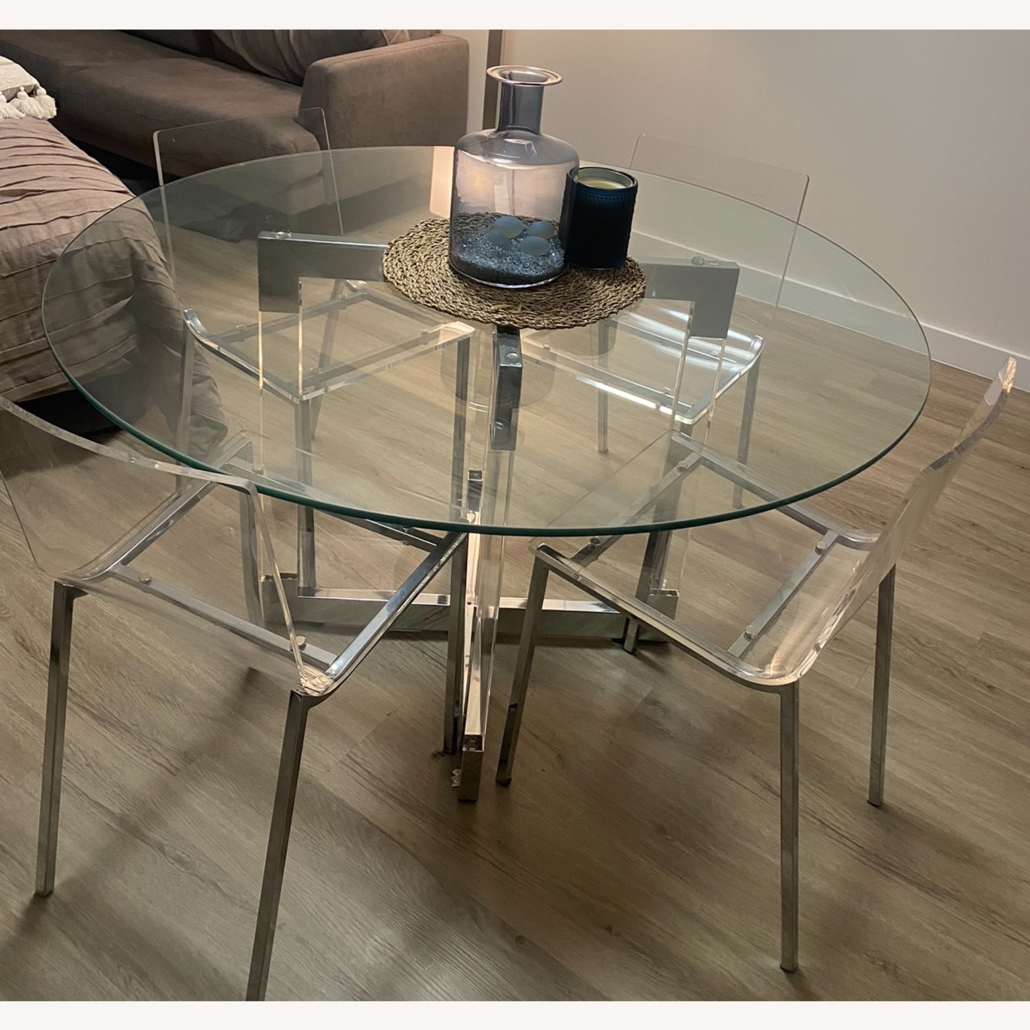 Glass Round Table & Chairs Kitchen Set - image-3