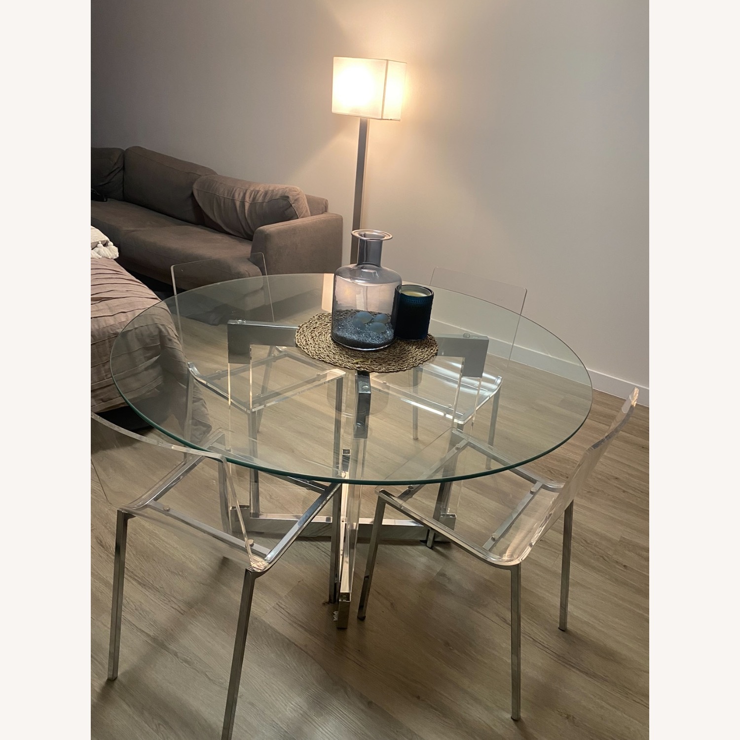 Glass Round Table & Chairs Kitchen Set - image-1