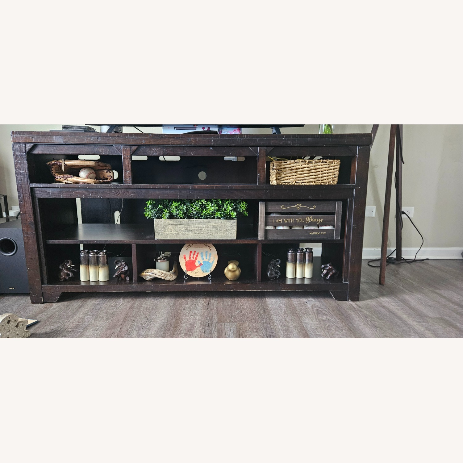 Dark Wood Entertainment Console / TV Stand - image-3