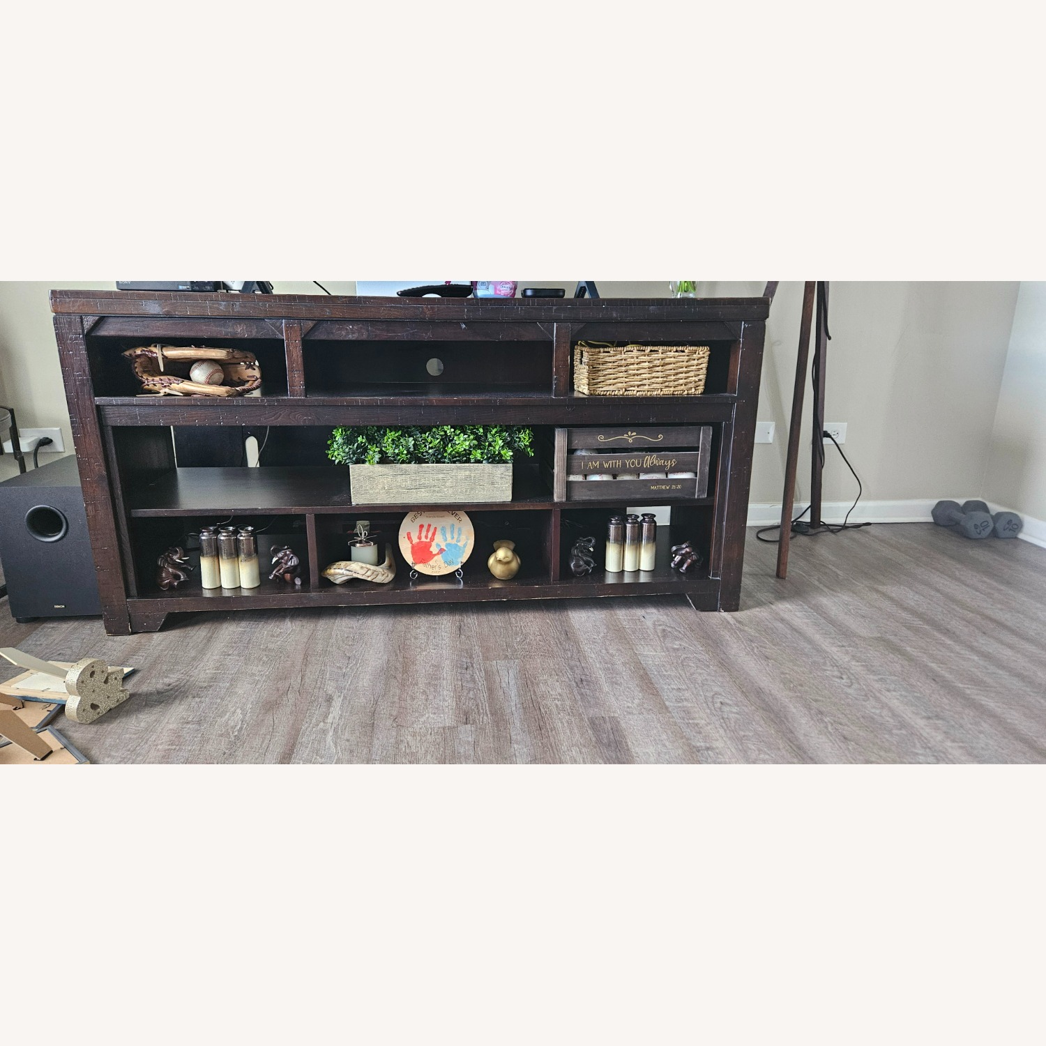Dark Wood Entertainment Console / TV Stand - image-1