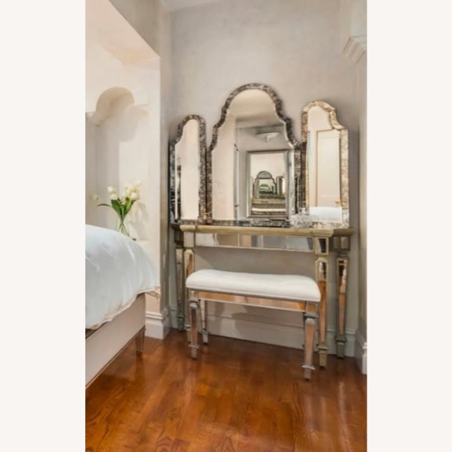 Horchow Mirrored Glass Vanity Set - image-1