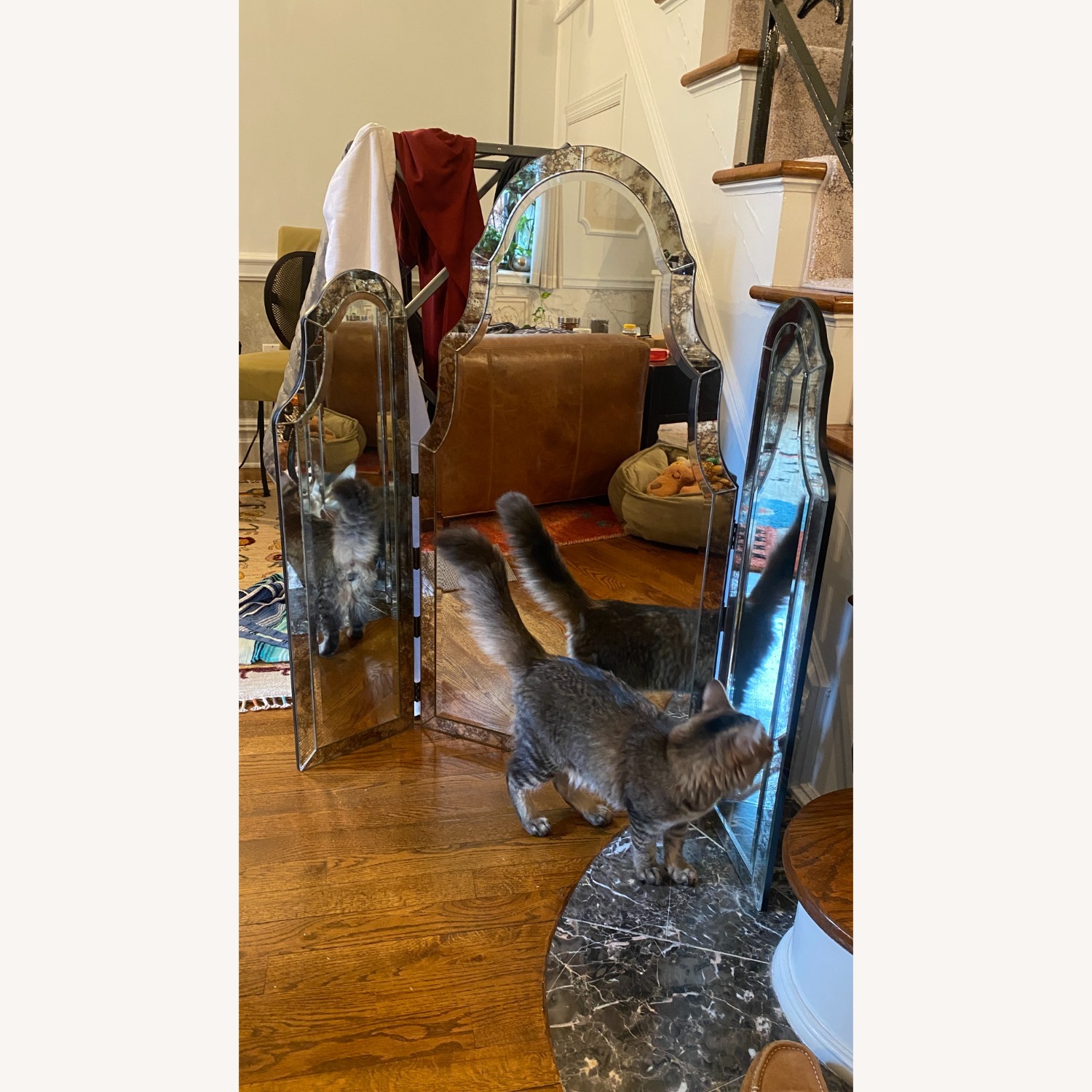 Horchow Mirrored Glass Vanity Set - image-3