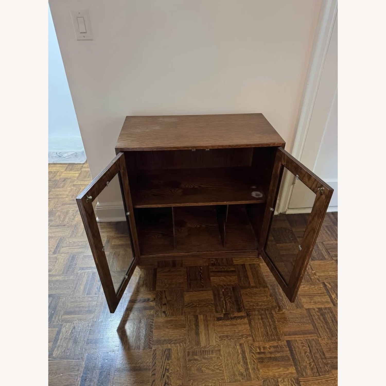 Antique Wooden Record Cabinet - image-3