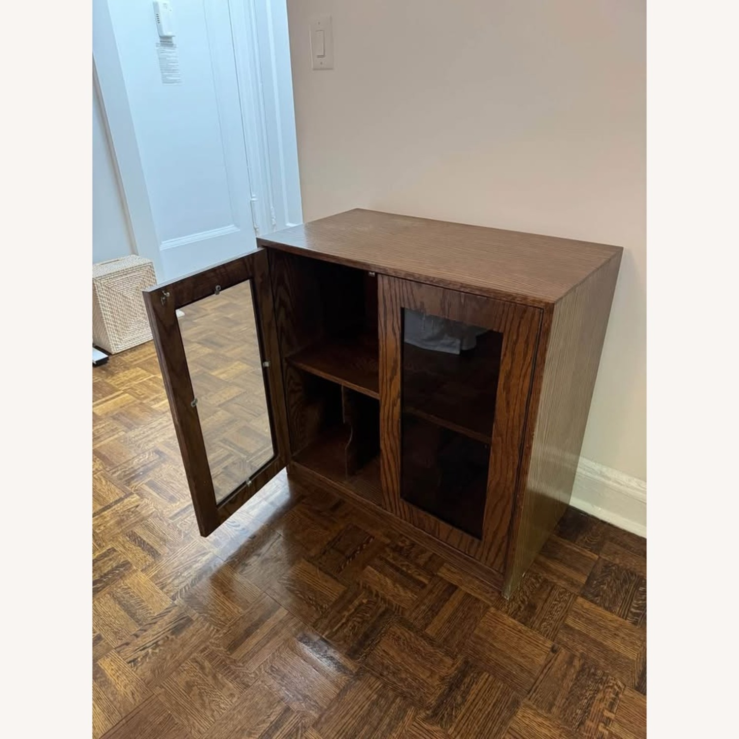 Antique Wooden Record Cabinet - image-8