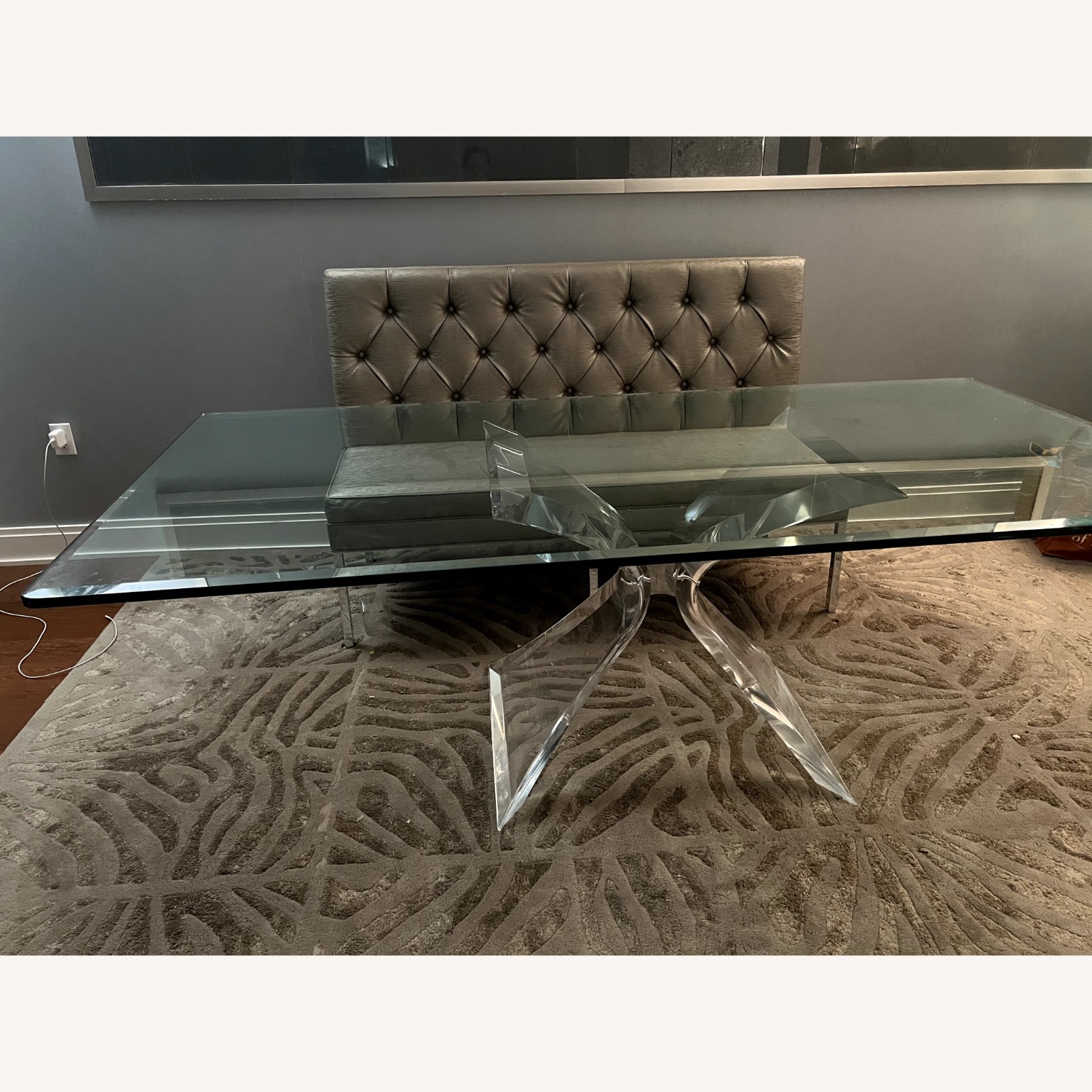 Vintage Glass and Lucite Dining Table - image-1
