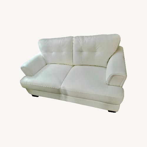 Used  Chateau D'ax White Leather Loveseat  for sale on AptDeco