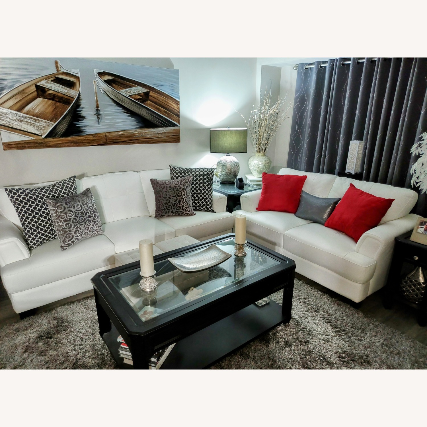  Chateau D'ax White Leather Loveseat  - image-3