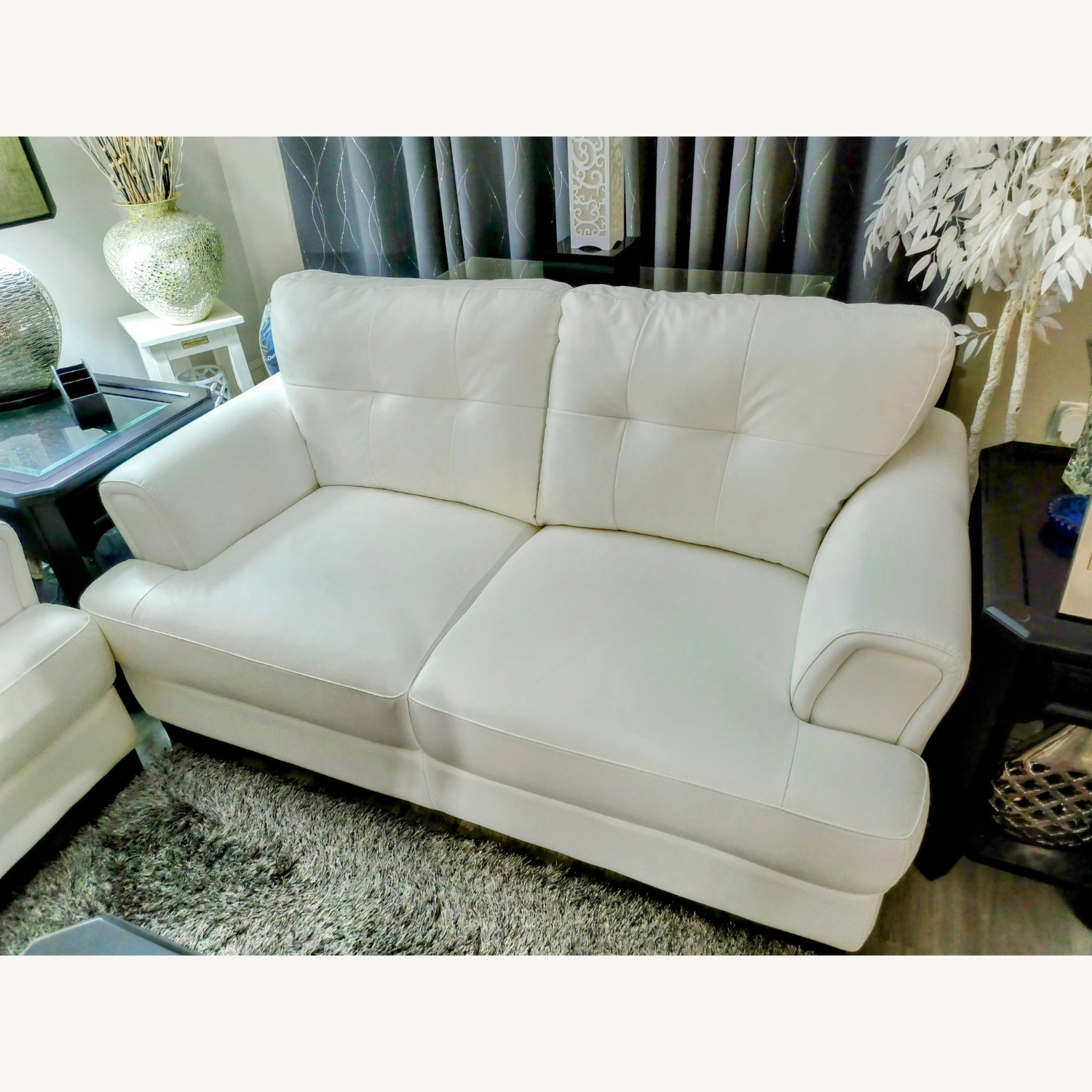  Chateau D'ax White Leather Loveseat  - image-1