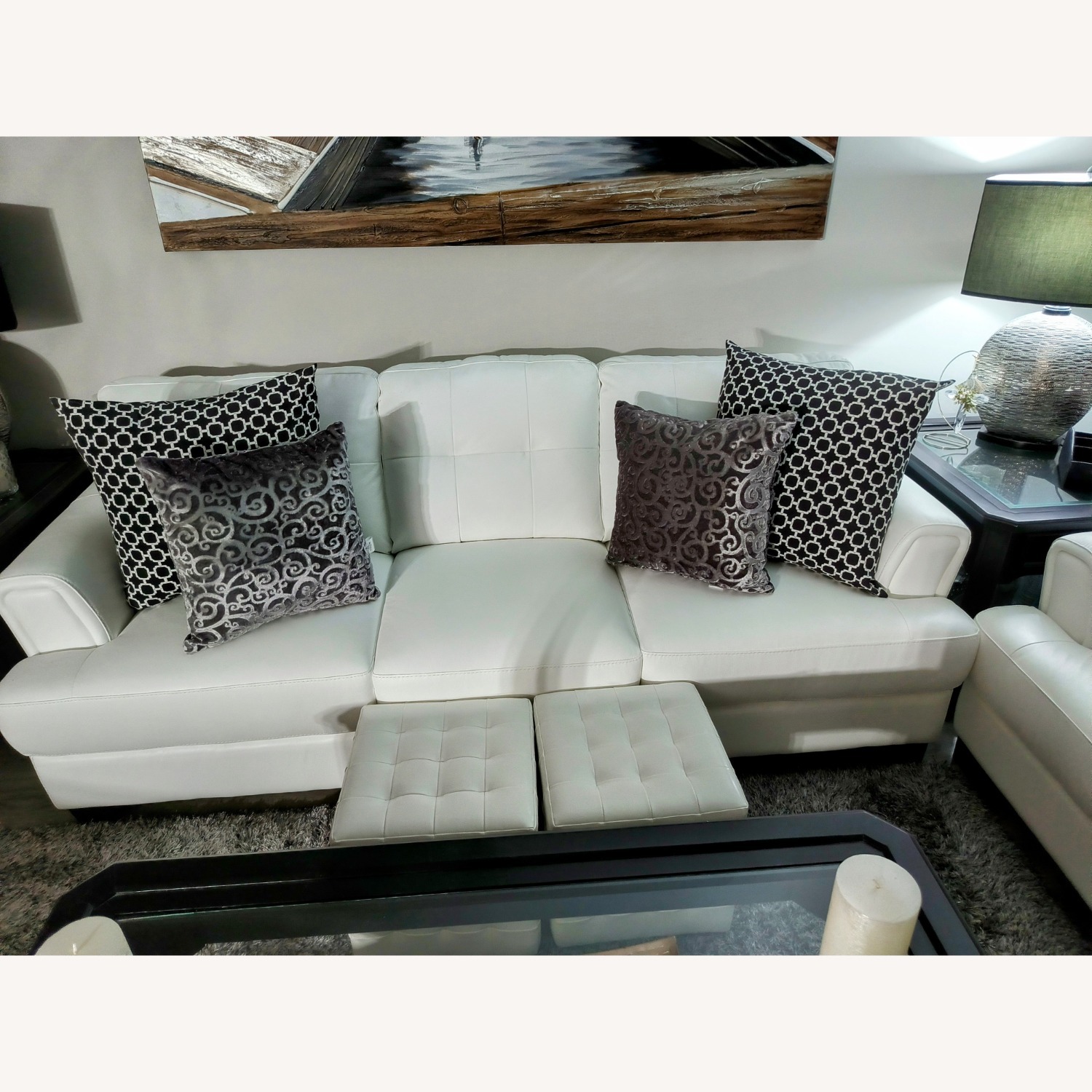  Foot Cubes White Leather - image-2