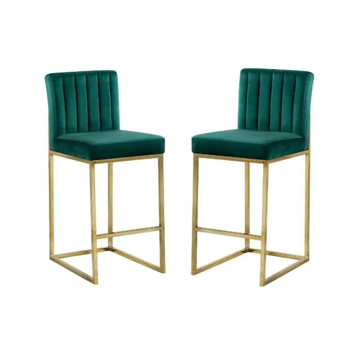 Green Velvet Bar Stools - image-4