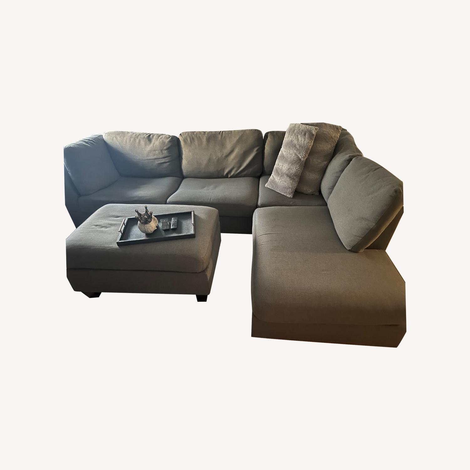 Modern 3-PC Sectional Sofa W Ottoman - image-0