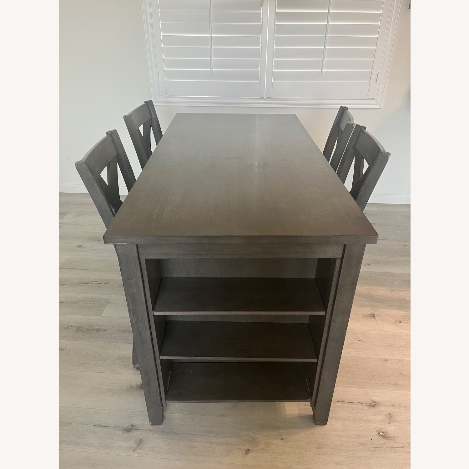 Ashley Furniture Charcoal Table + 4 Barstools - image-1