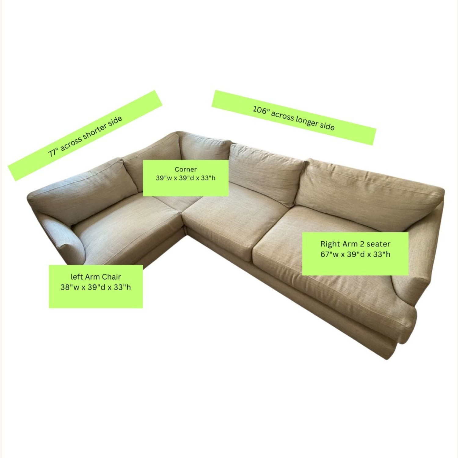 West Elm Haven Sectional - Pearl Gray custom - image-2