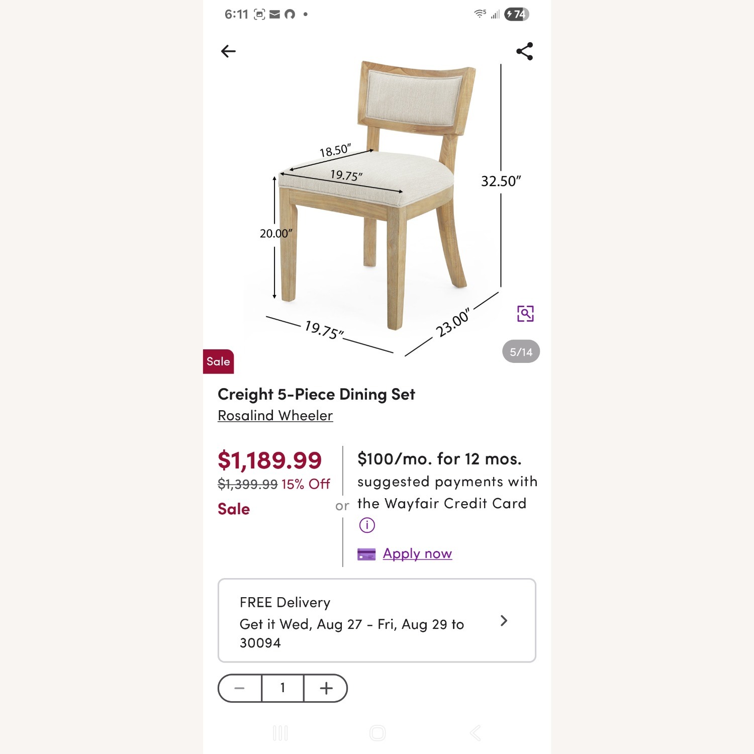 Creight 5- piece Dining Set by Rosalinder Wheeler - image-3