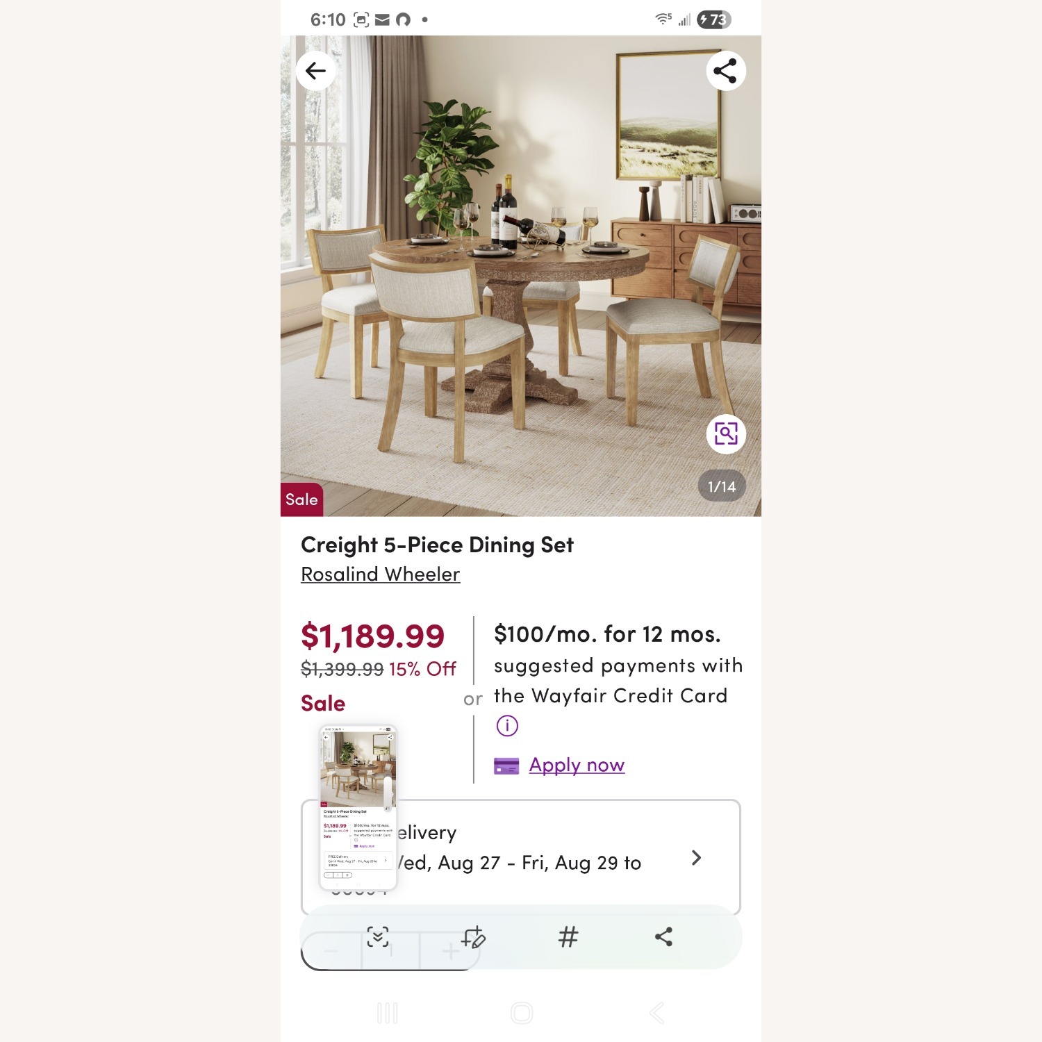 Creight 5- piece Dining Set by Rosalinder Wheeler - image-1