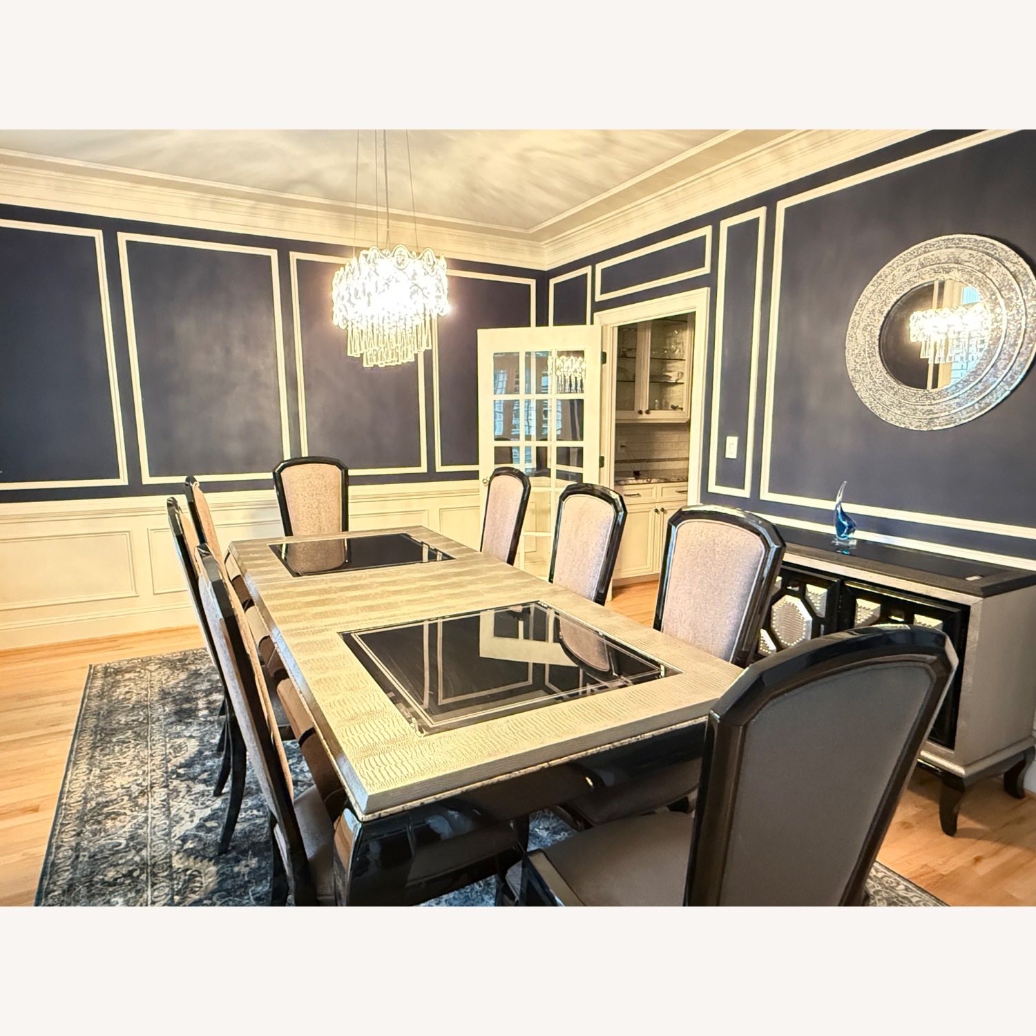 Glam Dining Set–Amini After Eight, Buffet+8 Chairs - image-1