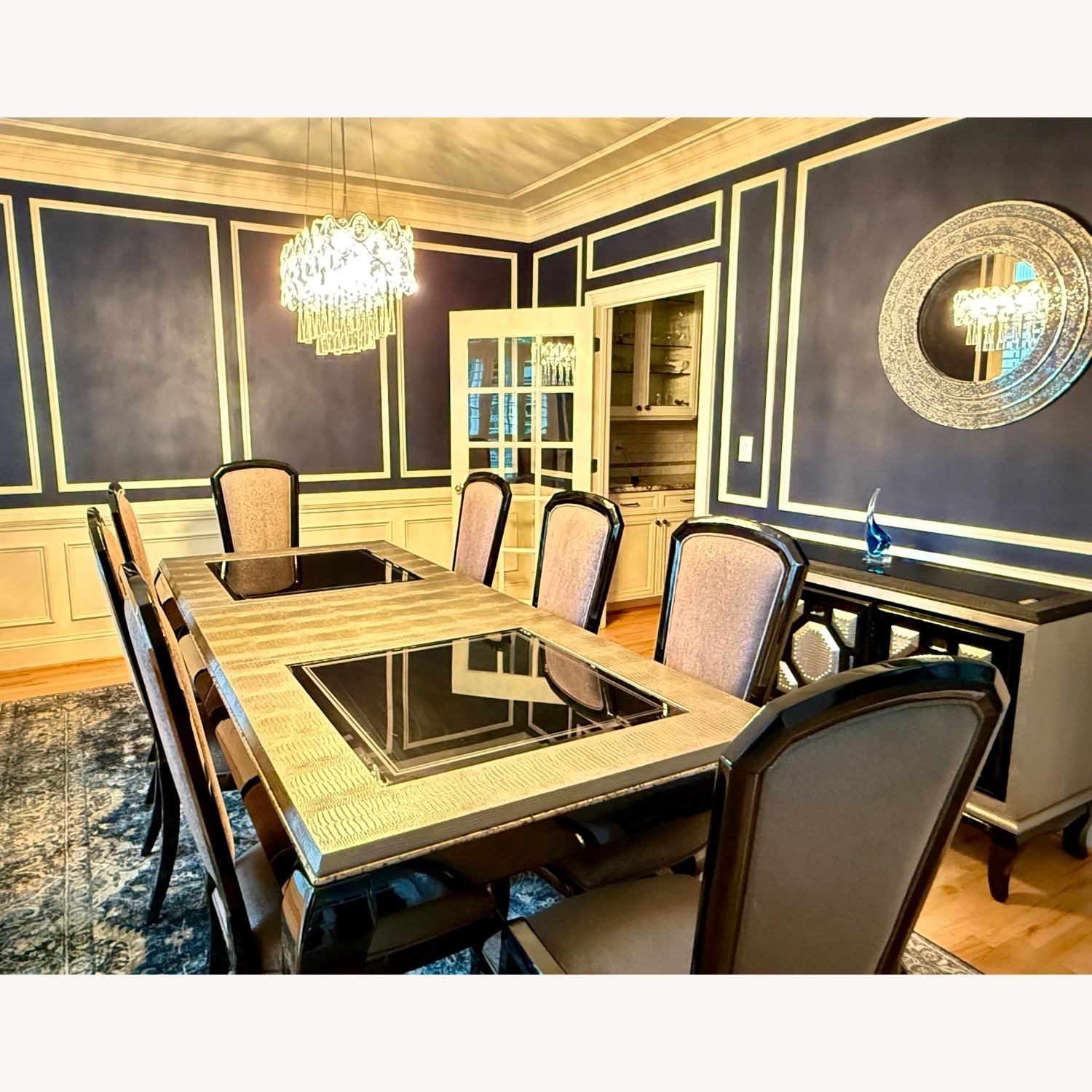 Glam Dining Set–Amini After Eight, Buffet+8 Chairs - image-5