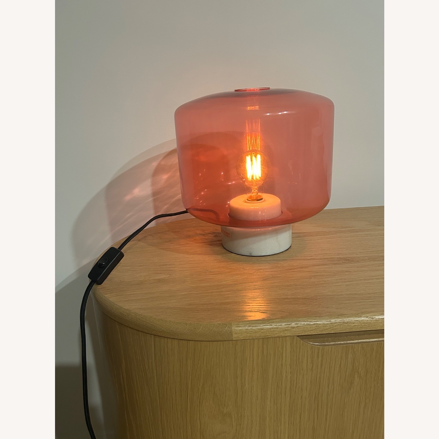 CB2 Vintage Pink Glass and Marble Table Lamp  - image-8