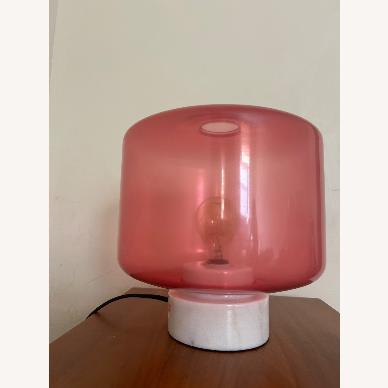 CB2 Vintage Pink Glass and Marble Table Lamp  - image-2
