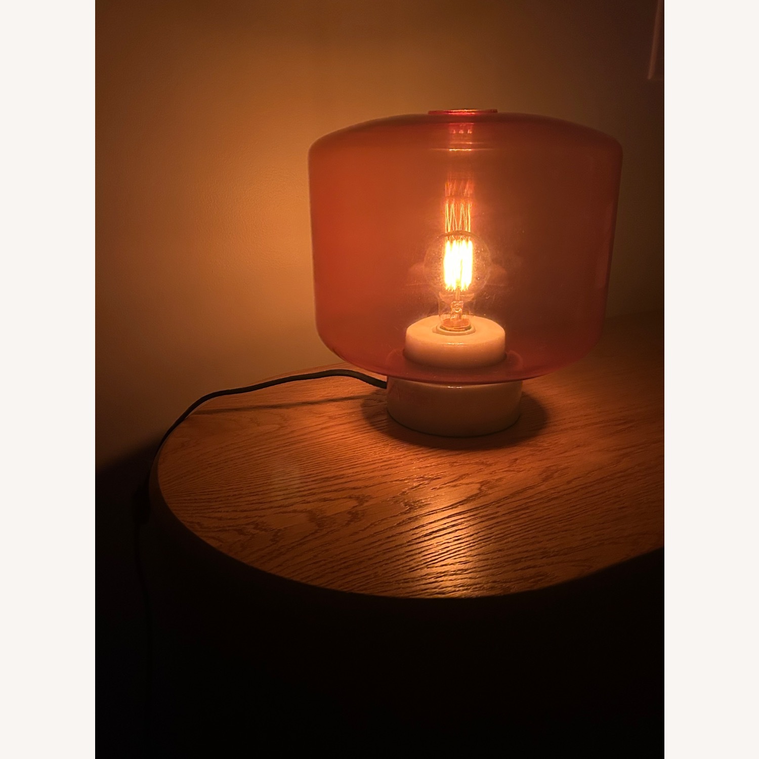 CB2 Vintage Pink Glass and Marble Table Lamp  - image-6