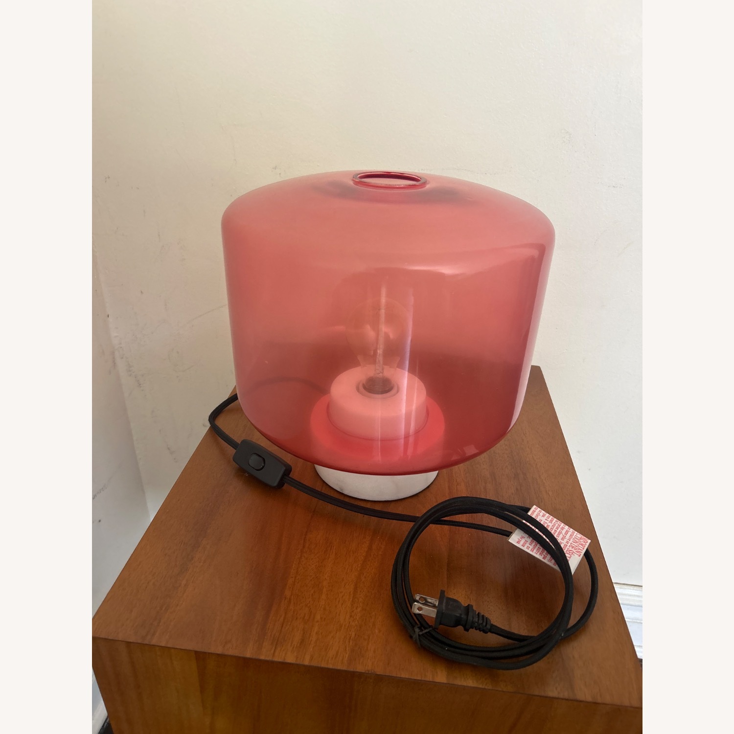 CB2 Vintage Pink Glass and Marble Table Lamp  - image-4
