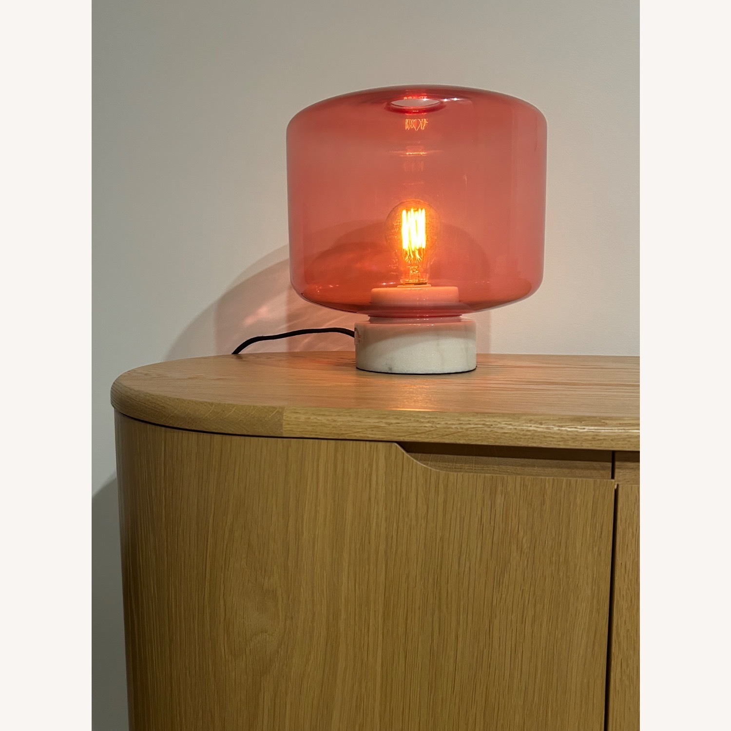 CB2 Vintage Pink Glass and Marble Table Lamp  - image-9