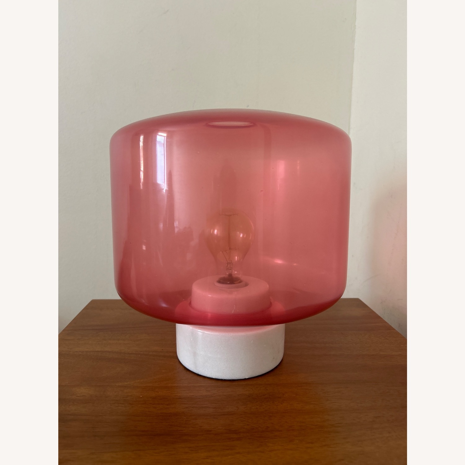 CB2 Vintage Pink Glass and Marble Table Lamp  - image-1